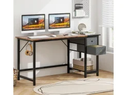 Costway Schreibtisch mit 2 Schubladen Großer PC-Tisch Zuhause