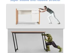 Costway Schreibtisch mit Schublade und Schrank Kinderschreibtisch Weiß