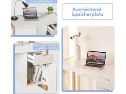 Costway Schreibtisch mit Schublade und Schrank Kinderschreibtisch Weiß