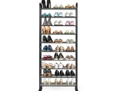 Costway Schuhregal mit 10 Ebenen mit Abnehmbarem Regal Schwarz