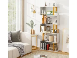 Costway Standregal mit 5 Ebenen S-förmig Büroregal Freistehend Weiß