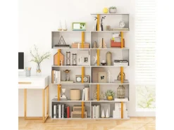 Costway Standregal mit 5 Ebenen S-förmig Büroregal Freistehend Weiß