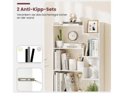 Costway 6-stöckiges Bücherregal Holzregal mit 2 Kippsicherungen