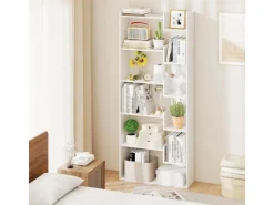 Costway 6-stöckiges Bücherregal Holzregal mit 2 Kippsicherungen