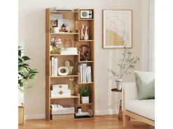 Clearance Costway 6-stöckiges Bücherregal Holzregal mit 2 Kippsicherungen Natur