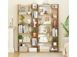 Clearance Costway 6-stöckiges Bücherregal Holzregal mit 2 Kippsicherungen Natur