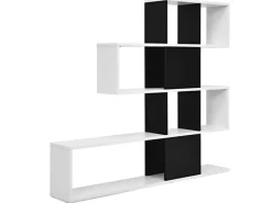 Costway 4-Stöckiges Bücherregal Raumteiler Regal Schwarz Weiß