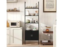 Best Costway 5-Stöckiges Leiterregal Bücherregal 60 x 35 x 184cm Schwarz