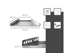 Dalsys Duschablage Befliesbar 310mm x 130mm Edelstahl Silber