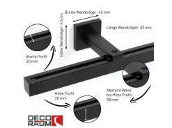 Deco-Raum Gardinenschiene nach Maß 1-Lauf Cube Schwarz 300cm