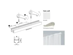 Online Deco-Raum Gardinenschiene nach Maß 1-Lauf Square 480cm Weiß