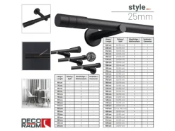 Deco-Raum Gardinenstange nach Maß 1-Lauf Zylinder Ø 25mm 440cm