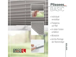 Deco-Raum Plissee Basic ohne Bohren 120x150cm Blickdicht Klemmfix