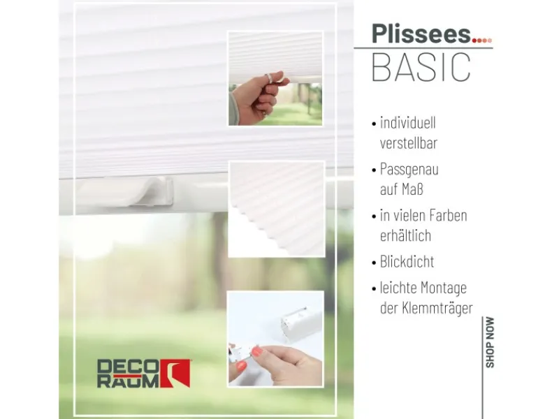 Hot Deco-Raum Plissee Basic ohne Bohren 95x150cm Blickdicht Klemmfix Weiß