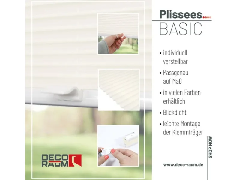 Discount Deco-Raum Plissee Basic ohne Bohren 80x210cm Blickdicht Klemmfix Vanille