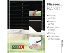 Clearance Deco-Raum Plissee Basic ohne Bohren 75x150cm Blickdicht Klemmfix Schwarz