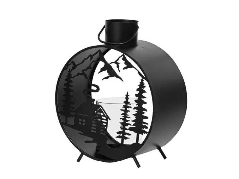 Decoris Laterne 18 cm x 18 cm x 22 cm Schwarz