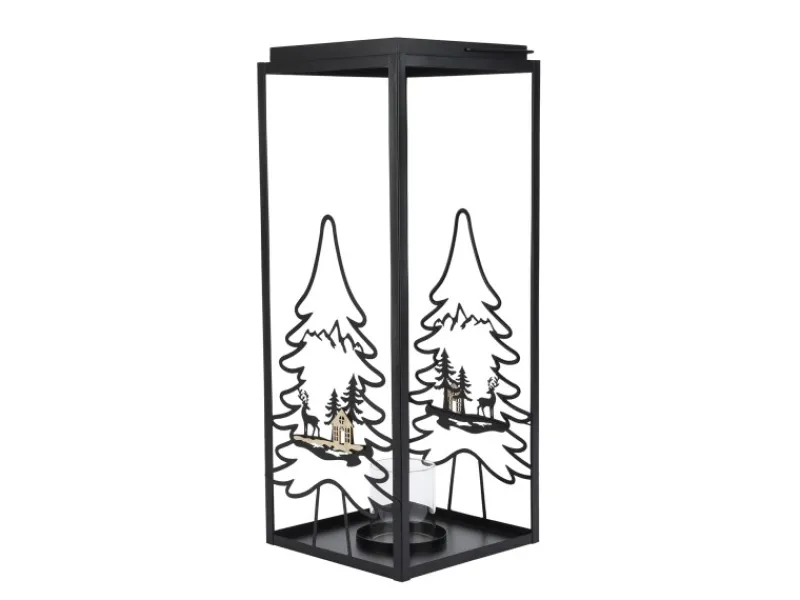 Decoris Laterne 27,5 cm x 27,5 cm x 70 cm Schwarz