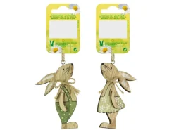 Deko Holzhänger Hase Natur/Grün