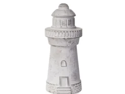 Deko-Figur Leuchtturm Beton Ø 8,5 cm x 19 cm Grau-Weiß Gewischt