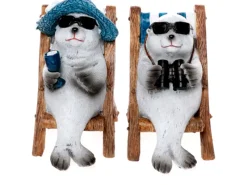 Sale Deko-Figur Seerobbe im Liegestuhl 2-fach Sortiert 11,5 cm x 9 cm x 6 cm