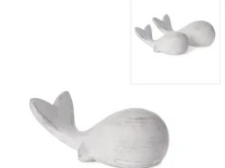 Deko-Figur Wal Beton 6 cm x 17 cm x 8 cm Grau-Weiß Gewischt