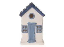 Deko-Strandhaus 6 cm x 6 cm x 10 cm Weiß-Blau-Grau