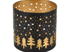Clearance Deko-Windlicht aus Metall Ø 10 cm Schwarz-Gold