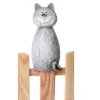 Sale Deko-Zaunfigur Katze Terracotta 22 cm Creme-Grau