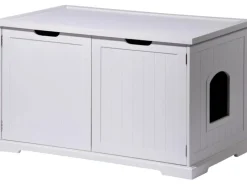 Dobar Design Katzenschrank XL Katzenhöhle 95 x 54 x 57,5 cm Weiß