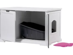 Dobar Design Katzenschrank XL Katzenhöhle 95 x 54 x 57,5 cm Weiß