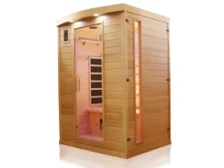 Best Dewello Infrarotkabine Sauna Pierson 135cm x 105cm 2 Personen Vollspektrum & Karbonstrahler Hemlock Tannenholz