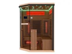 Sale Dewello Infrarotkabine Sauna Kenora 140cm x 140cm 3 Personen Vollspektrum & Karbonstrahler Hemlock