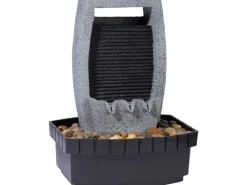 Best Dobar Design-Zimmerbrunnen in Steinoptik mit Deko-Steinen, Wasserspiel und Pumpe