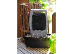 Best Dobar Design-Zimmerbrunnen in Steinoptik mit Deko-Steinen, Wasserspiel und Pumpe