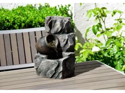 Dobar Design-Zimmerbrunnen Polyresin in Felsen-Optik Grau