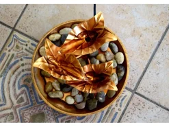 Dobar Design-Zimmerbrunnen Metall und Kunststoff mit Deko-Steinen Braun