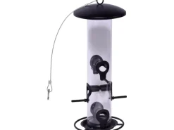 Dobar Futterspender auf Acrylglasröhre Futtersäule mit Anflugring Ø 14 x 37 cm