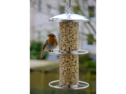 Dobar Futterspender mit Gitterröhre 14 cm x 14 cm x 26 cm Silber