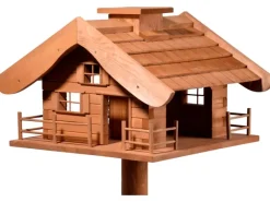Outlet Dobar Vogelfutterhaus Almhütte mit Futtersilo 66 cm x 66 cm x 136,5 cm Braun