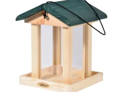 Dobar Vogelfutterstation mit Acrylglas-Futtersilo 22 cm x 25 cm x 28 cm Grün