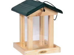 New Dobar Vogelfutterstation mit Acrylglas-Futtersilo 22 x 25 x 28 cm Grün FSC®