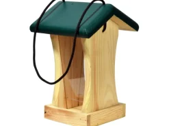 Hot Dobar Vogelfutterstation mit Acrylglas-Futtersilo 16 cm x 16 cm x 24 cm Grün