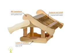 New Dobar Vogelhaus Kunoy mit Schilfdach für Ständer FSC®