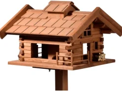 Dobar Vogelhaus Tirol im Berghütten-Design 37 x 37 x 117 cm Braun FSC®