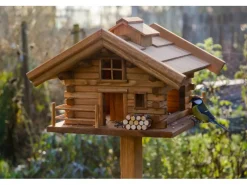 Dobar Vogelhaus Tirol im Berghütten-Design 37 x 37 x 117 cm Braun FSC®