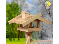 Dobar Vogelhaus Trollanes mit Schilfdach zum Aufstellen 50 cm x 43 cm x 29 cm