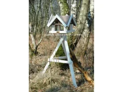 Dobar Vogelhaus-Ständer 60 x 60 x 90 cm Weiß dreibeinig Kiefer