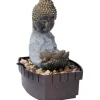 Discount Dobar Zimmerbrunnen Buddha Lotusblüte in Steinoptik mit Deko-Steinen