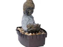 Discount Dobar Zimmerbrunnen Buddha Lotusblüte in Steinoptik mit Deko-Steinen